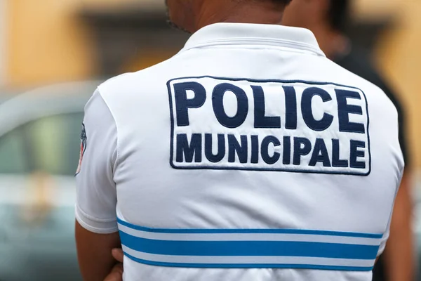 Saint Denis Reunião Agosto 2015 Agente Município Policial Checando Multidão — Fotografia de Stock