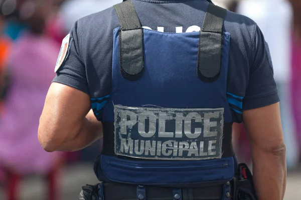 Saint Denis Reunion Серпня 2015 Поліцейський Офіцер Куленепробивного Жилета Поліцейського — стокове фото