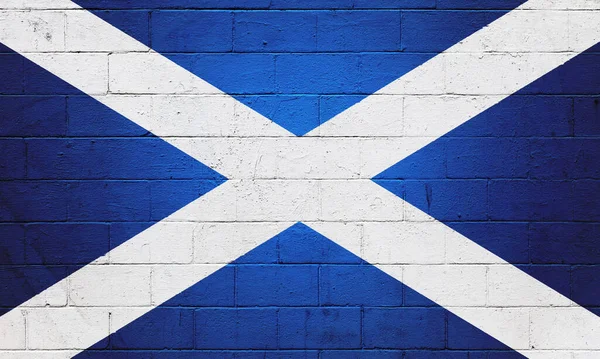 Vlag Van Schotland Geschilderd Een Muur Van Sintelblokken — Stockfoto