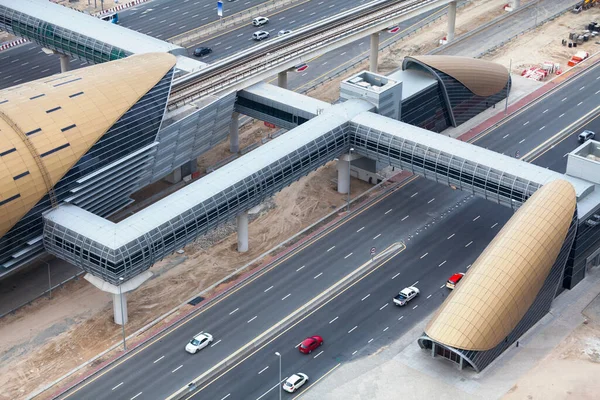 Дубай Оаэ Марта 2014 Года Вид Воздуха Станцию Дубайского Метрополитена — стоковое фото
