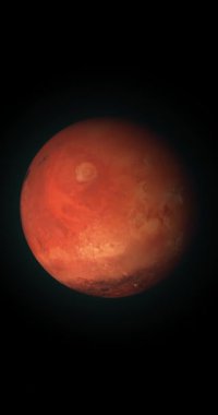 Mars gezegeninin ekseninde dönen 3 boyutlu görüntülemesi.