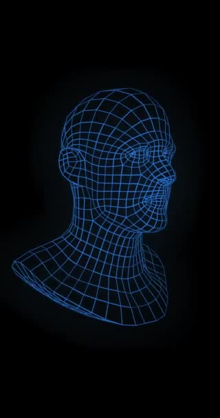 Зацикленное Трехмерное Вращающееся Сетчатое Изображение Лица Человека — стоковое видео