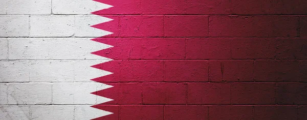 Katar Bayrağı Tuğla Bir Duvara Boyanmış — Stok fotoğraf