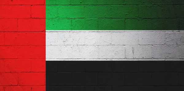 Birleşik Arap Emirliklerinin Bayrağı Tuğla Bir Duvara Boyanmış — Stok fotoğraf