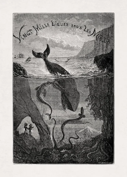 Llüstrasyon Edouard Riou Tarafından 1871 Jules Verne Tarafından Denizler Altında — Stok fotoğraf