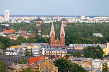 Riga, Letonya - 13 Haziran 2019: St. Francis Kilisesi Letonya 'nın başkentinde bulunan bir Roma Katolik kilisesidir..