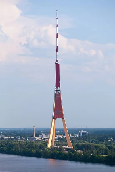 Radio Och Tornet Riga Det Högsta Tornet Europeiska Unionen Med — Stockfoto