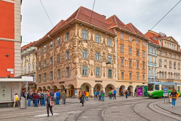 Graz Austria Mayo 2019 Las Casas Luegghauser Fueron Construidas Principios — Foto de Stock