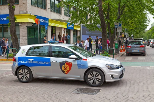 Tirana Albânia Abril 2019 Carro Polícia Rodoviária Policia Rrugore Patrulhando — Fotografia de Stock