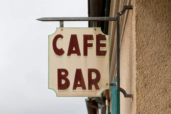Altes Café Bar Schild Einer Wand Angebracht — Stockfoto
