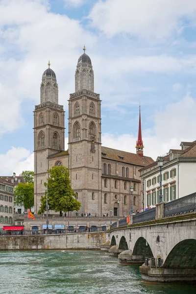 Zurique Suíça Junho 2018 Grossmunster Grande Minster Uma Igreja Protestante — Fotografia de Stock