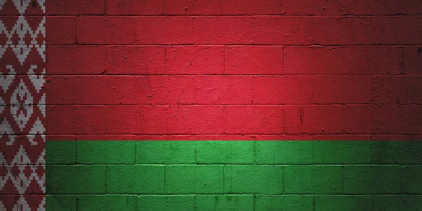 Vlag Van Wit Rusland Geschilderd Een Muur Van Sintelblokken — Stockfoto