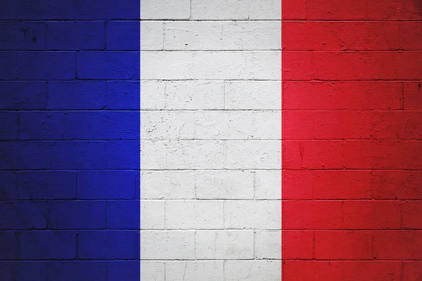 Прапор Франції Намальований Стіні Шлакоблоку — стокове фото