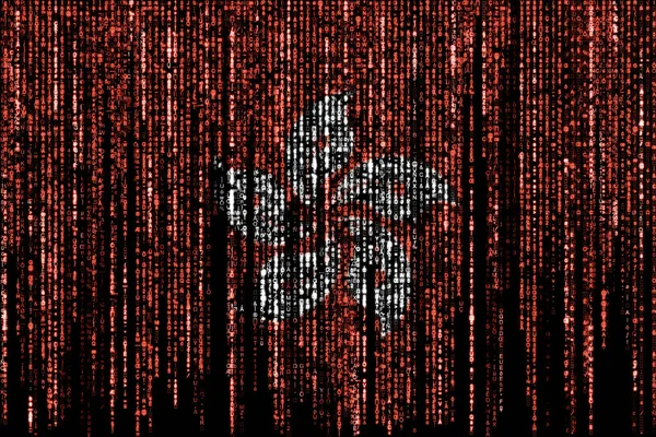 Vlag Van Hong Kong Een Computer Binaire Codes Vallen Van — Stockfoto
