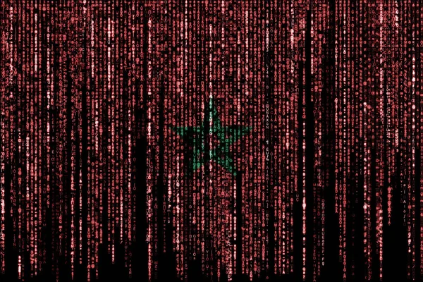Vlag Van Marokko Een Computer Binaire Codes Vallen Van Top — Stockfoto