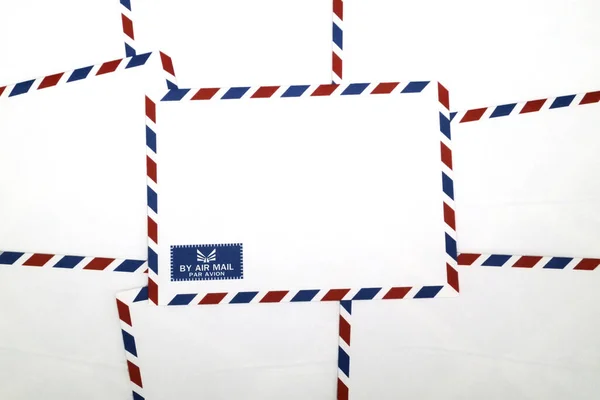 Fechar Uma Pilha Envelopes Correio Aéreo — Fotografia de Stock