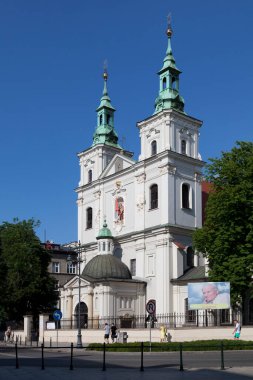Krakow, Polonya - Haziran 07 2019: St. Floriana Bazilikası, 1949 'dan 1951' e kadar Papa II..