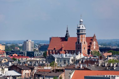 Krakow, Polonya - Haziran 07 2019: Krakw, Polonya 'nın Kazimierz ilçesinde bulunan Corpus Christi Bazilikası, Kral III..