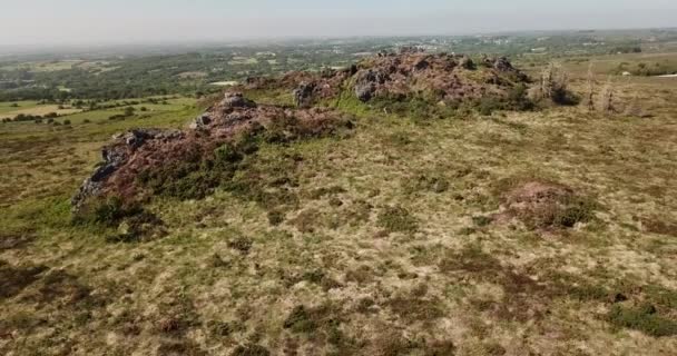 Aerial View Monts Arre Roc Bichourel Commune Plounour Mnez Finistre — Stock Video