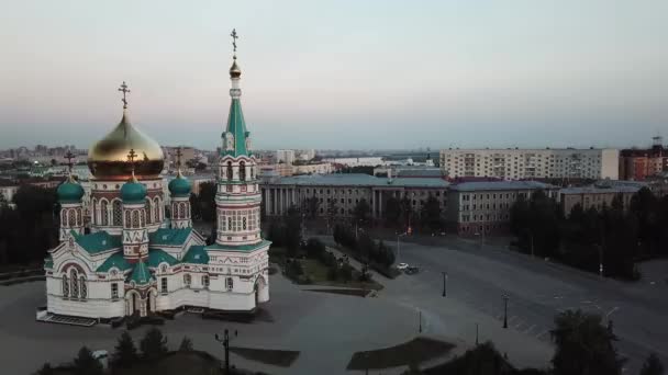 Die Mariä Himmelfahrt Kathedrale Omsk Ist Eine Der Größten Kirchen — Stockvideo