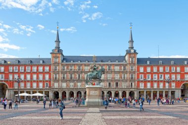 Madrid, İspanya - Haziran 06 2018: The Plaza Mayor (Türkçe: 