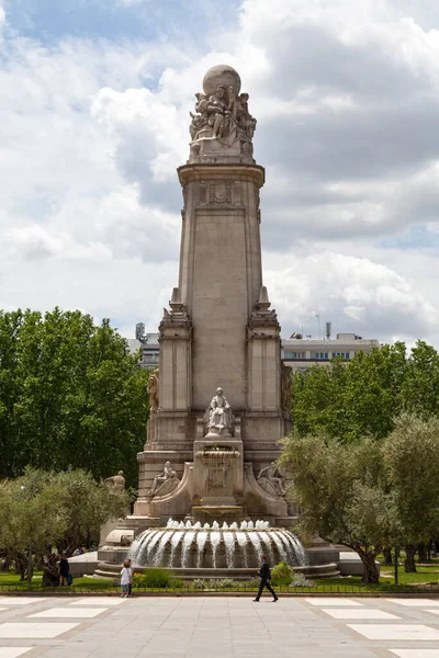 Madrid Spanien Juni 2018 Cervantes Monument Plaza Espana Madrid Det — Stockfoto
