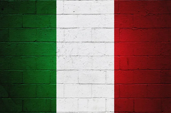 Bandiera Italia Dipinta Muro Cinder Block — Foto Stock