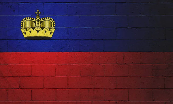 Lichtenštejnská Vlajka Namalovaná Zdi Tvárnicových Tvárnic — Stock fotografie