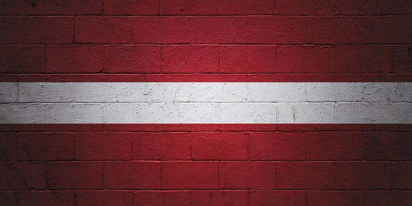 Flagge Von Lettland Eine Wand Aus Schlackenblöcken Gemalt — Stockfoto
