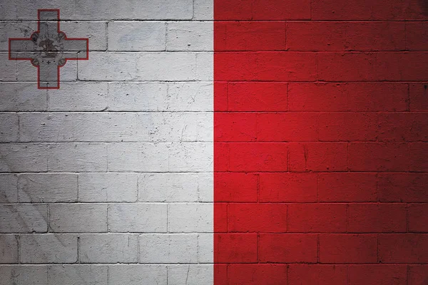 Прапор Мальти Намальований Стіні Шлакоблоку — стокове фото