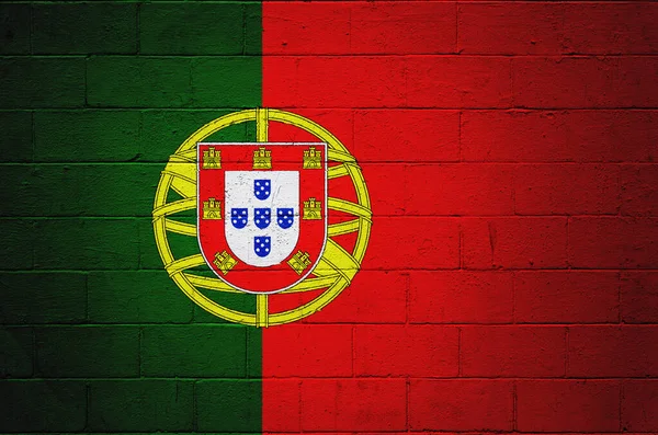 Bandiera Del Portogallo Dipinta Muro Cinder Block — Foto Stock