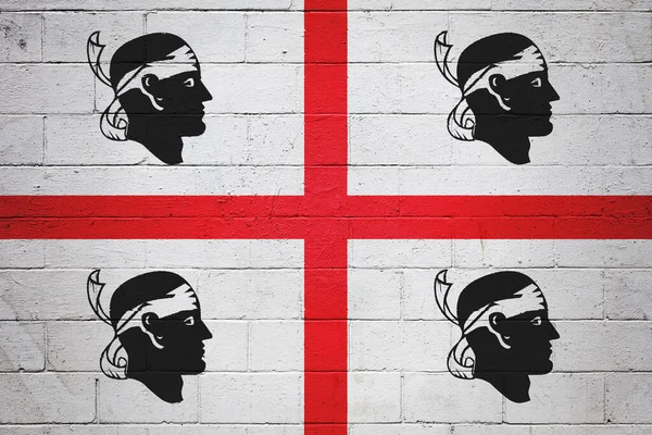 シンダーブロックの壁に描かれたサルデーニャの旗 — ストック写真