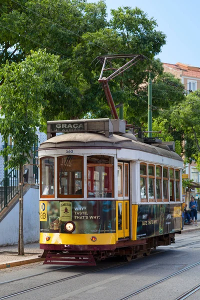 Lissabon Portugal Juni 2018 Gammaldags Linbana Lissabons Gator — Stockfoto