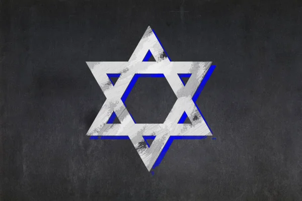Tableau Noir Avec Étoile David Symbole Judaïsme Dessiné Milieu — Photo