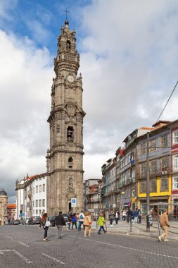 Porto, Portugal - June 03 2018: The Clerigos Church is a Baroque church in the city center. Its tall bell tower, the Torre dos Clerigos, can be seen from various points of the city.