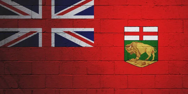 Bandera Manitoba Pintada Una Pared Bloques Cemento —  Fotos de Stock