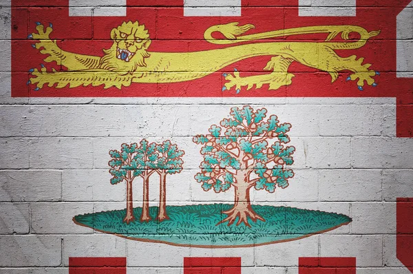 Vlajka Ostrova Prince Edwarda Namalovaná Zdi Tvárnic — Stock fotografie