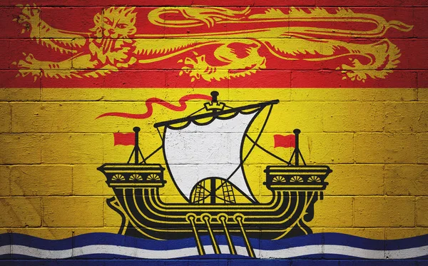 Vlajka New Brunswick Namalovaná Zdi Tvárnice — Stock fotografie