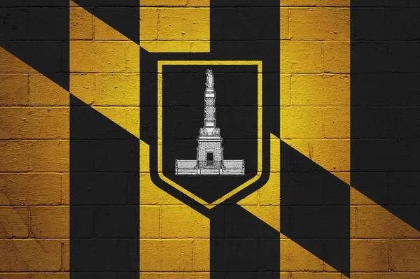Bandera Ciudad Baltimore Pintada Sobre Una Pared Bloques Cemento —  Fotos de Stock