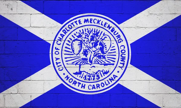 Bandera Ciudad Charlotte Pintada Una Pared Bloques Cemento —  Fotos de Stock