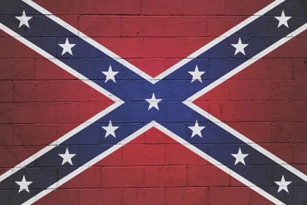 Konföderierten Flagge Eine Wand Aus Schlackenblöcken Gemalt — Stockfoto