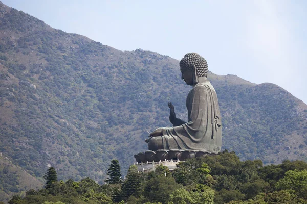 Estátua Bronze Buda Tian Tan Mosteiro Lin Ilha Lantau Hong — Fotografia de Stock