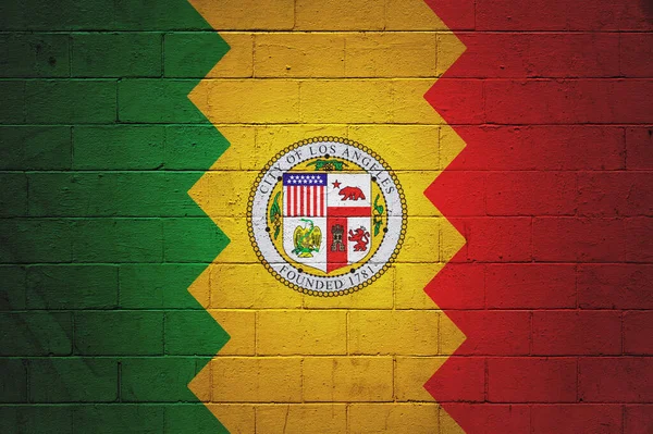 Flagga Los Angeles Målad Betongvägg — Stockfoto