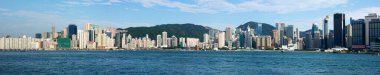 Hong Kong S.A.R., Hong Kong - 17 Ağustos 2007: Panoramik Viktorya Limanı.