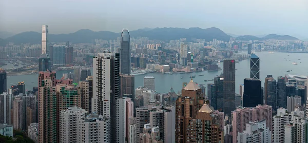Hong Kong Çin Mart 2014 Kowloon Victoria Limanı Alacakaranlıkta Victoria — Stok fotoğraf