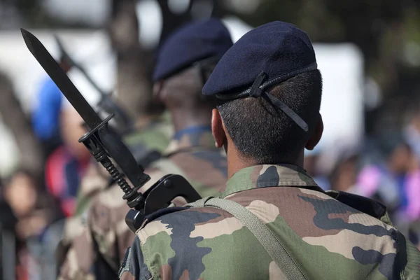 Saint Denis Reunion Lipca 2016 Francuscy Żołnierze Paradujący Podczas Dnia — Zdjęcie stockowe