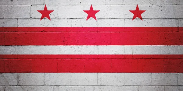 Bandeira Washington Pintada Uma Parede Bloco Cinzas — Fotografia de Stock