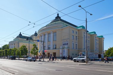 Tallinn, Estonya - 15 Haziran 2019: Estonya Tiyatrosu, Fin mimarlar Armas Lindgren ve Wivi Lonn tarafından tasarlanan bir Jugendstil binasıdır..