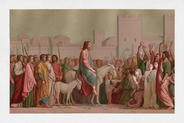 Jézus Belépése Jeruzsálembe Vasárnap Fresco Készítette Hippolyte Flandrin 1844 Ben — Stock Fotó