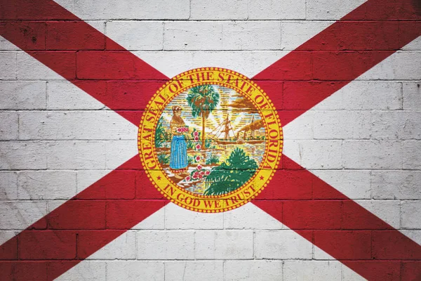 Flagge Floridas Eine Wand Aus Schlackenblöcken Gemalt — Stockfoto